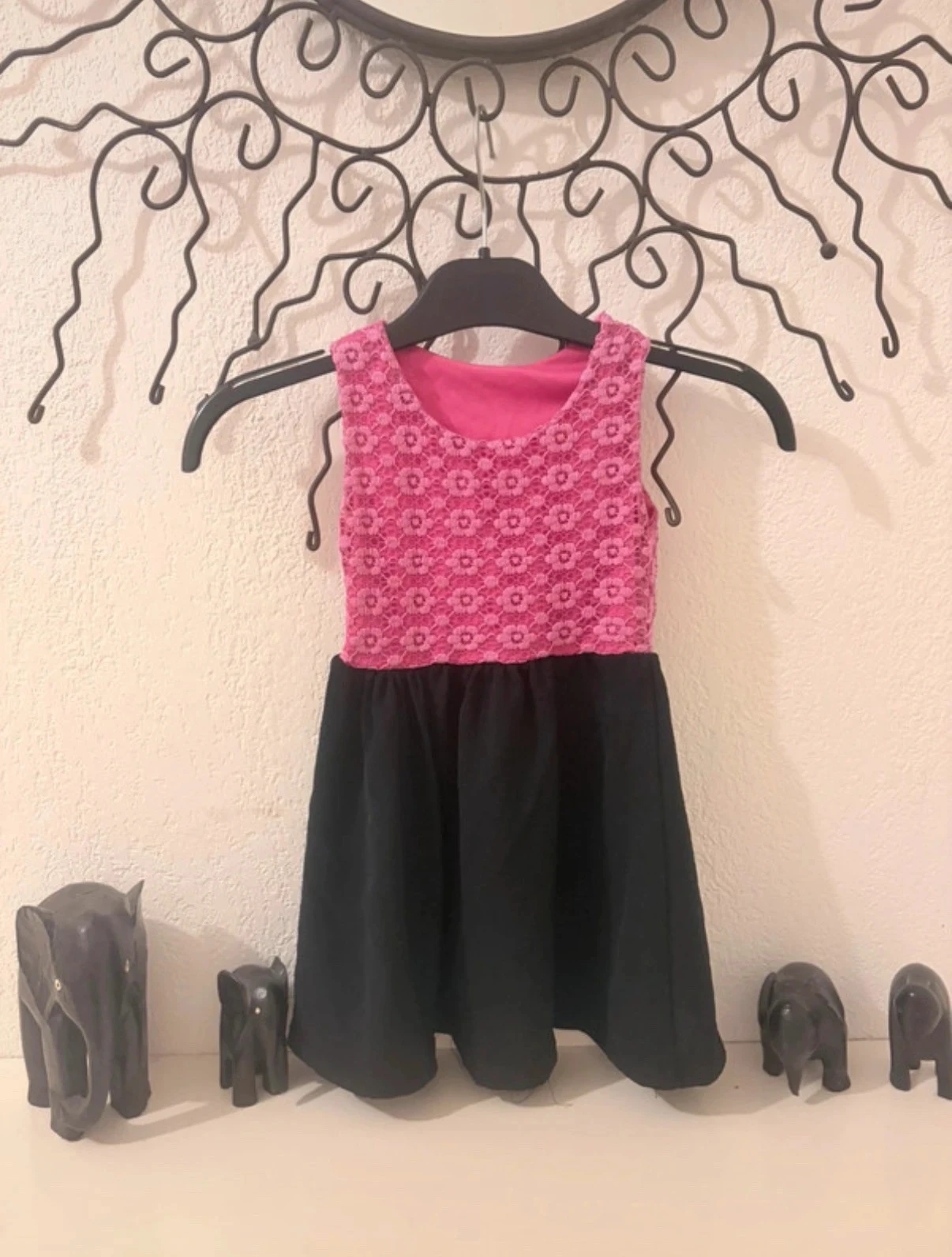 Vestido bicolor rosa fucsia y negro – Talla 2 años – Fabricación francesa – photo 2